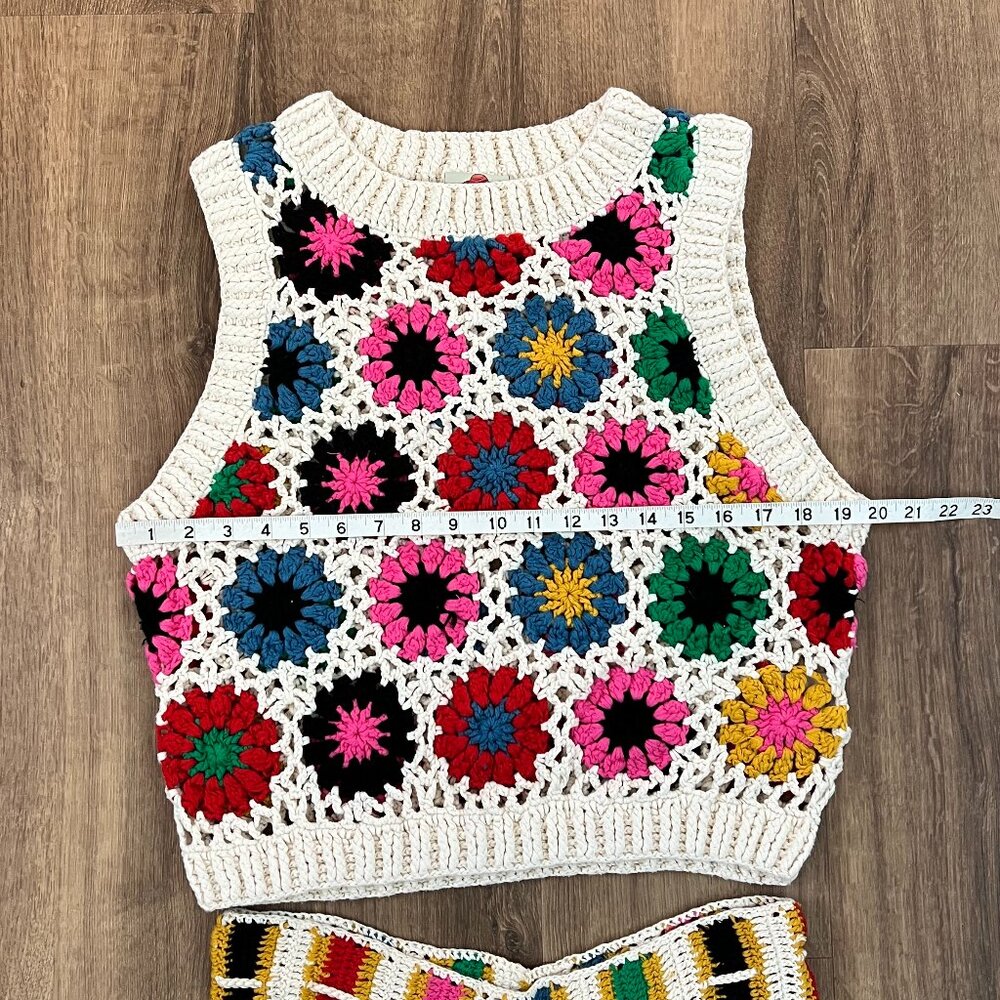 Farm Rio Crochet Sweater Set Sz L - Picture 6 of 12